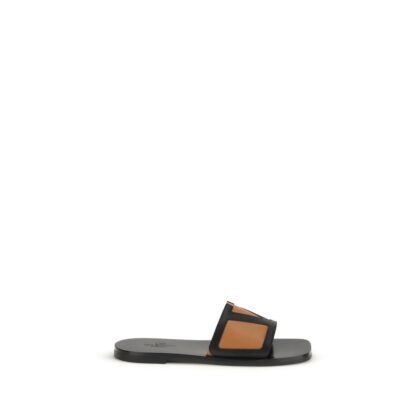 Valentino Garavani zwart kalfsleren platte sandalen