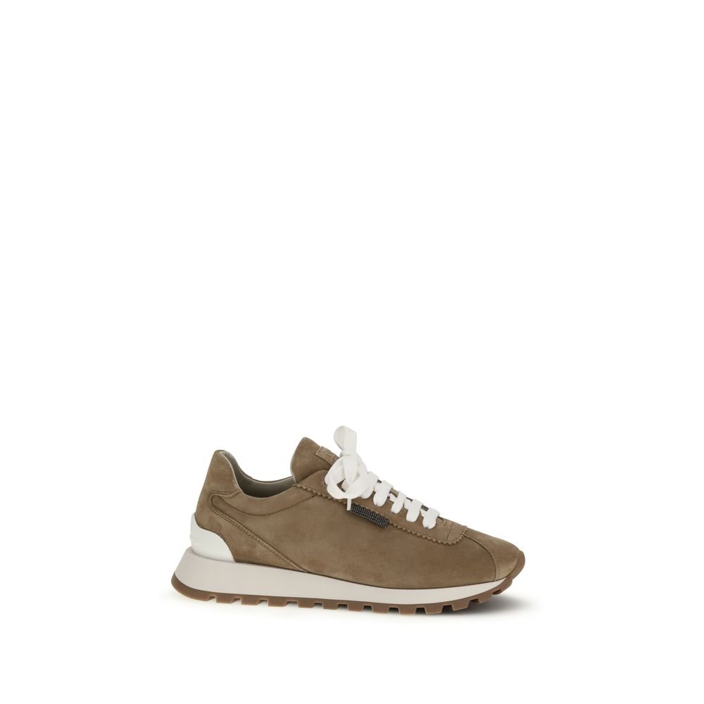 Brunello Cucinelli Beige kalfsleren platformsneakers
