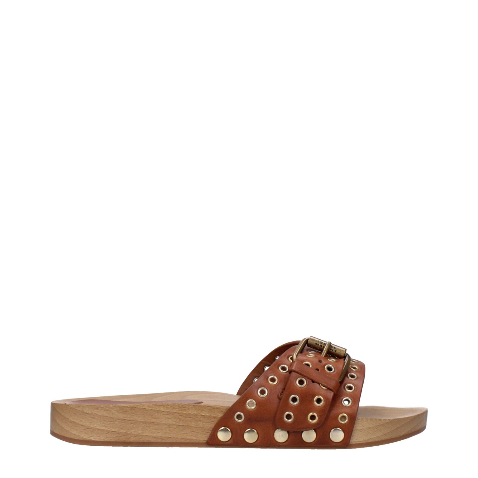 bruin leren slippers