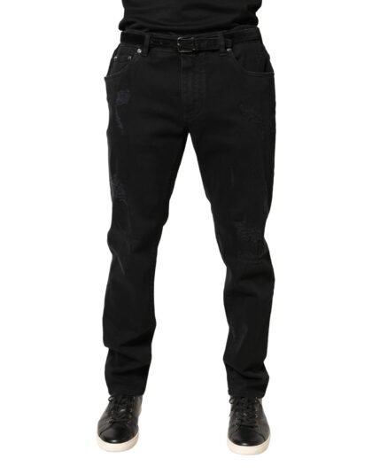 Dolce & Gabbana zwart Tattered Skinny katoenen Denim jeans