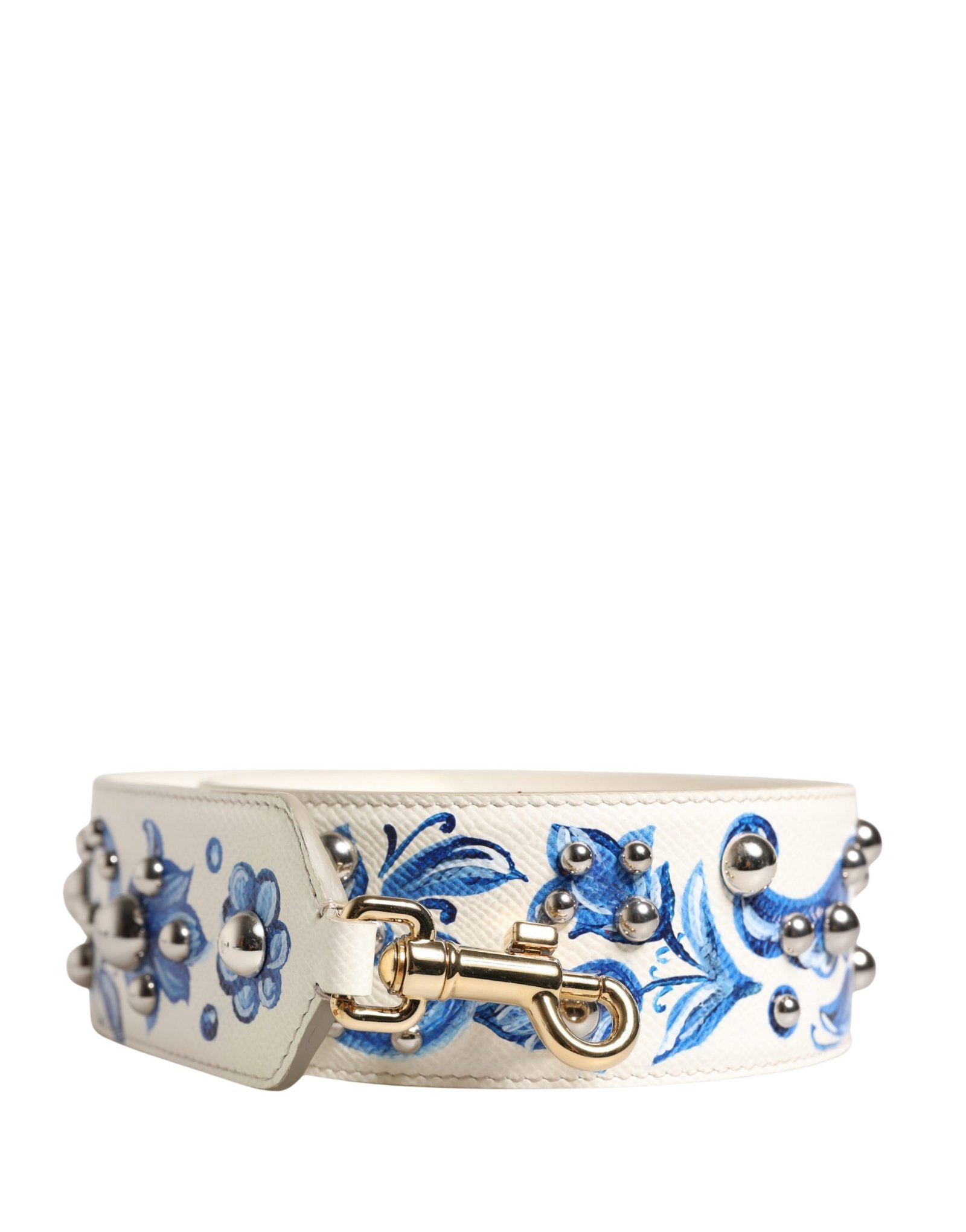 Dolce & Gabbana wit blauw Floral leren Stud Accessory Shoulder Strap