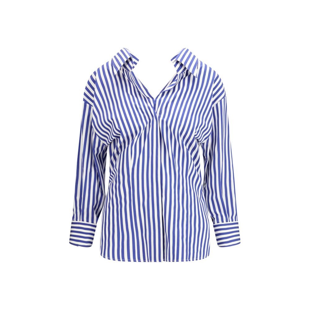 blauw katoenen dessin overhemd