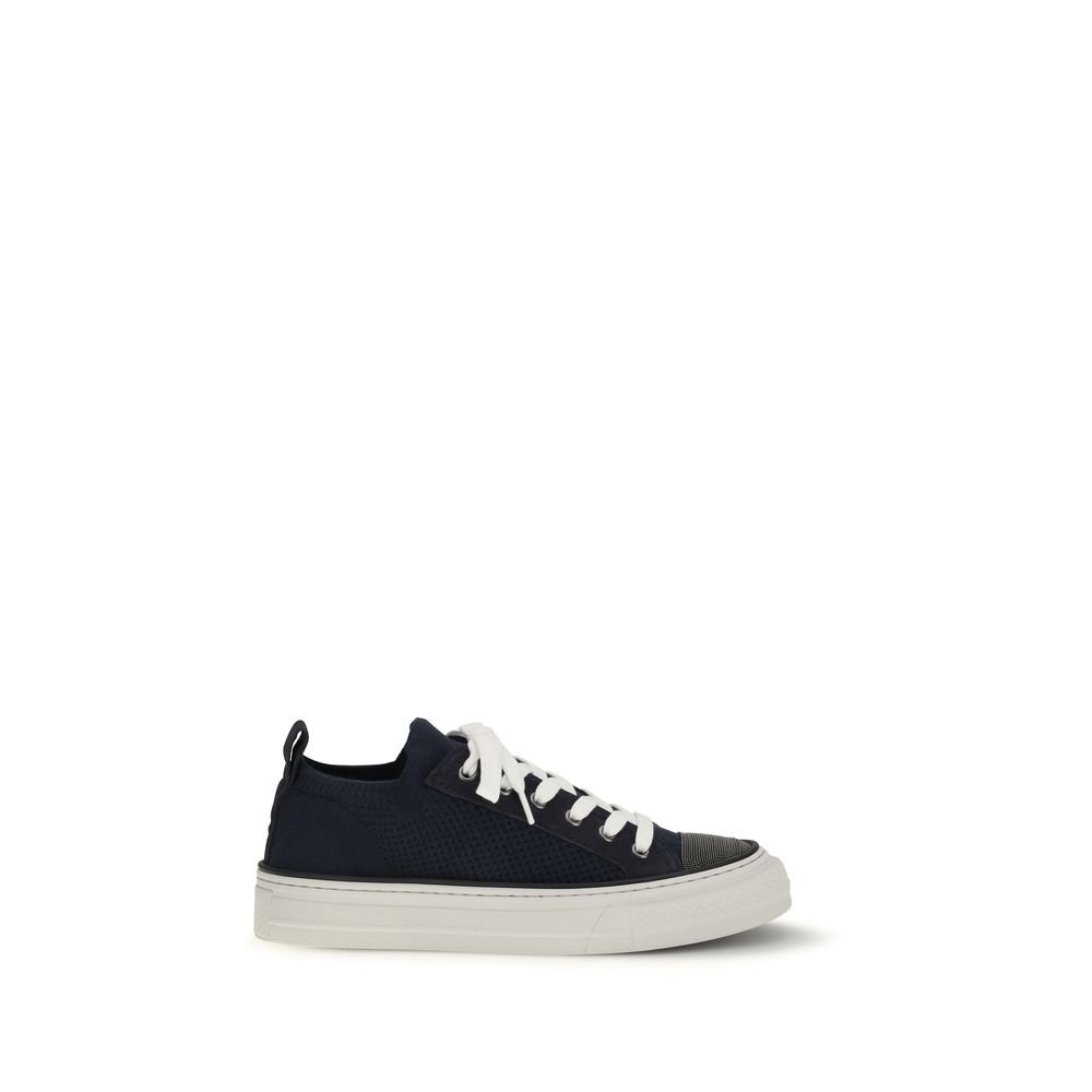 Brunello Cucinelli blauw katoenen lage sneakers