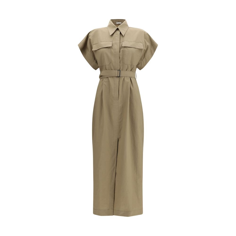 Beige katoenen casual jurk