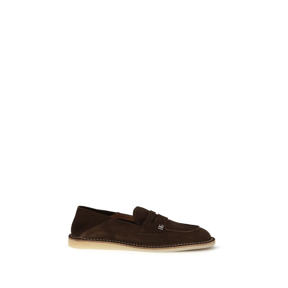 Dolce & Gabbana bruin kalfsleren instapper loafers