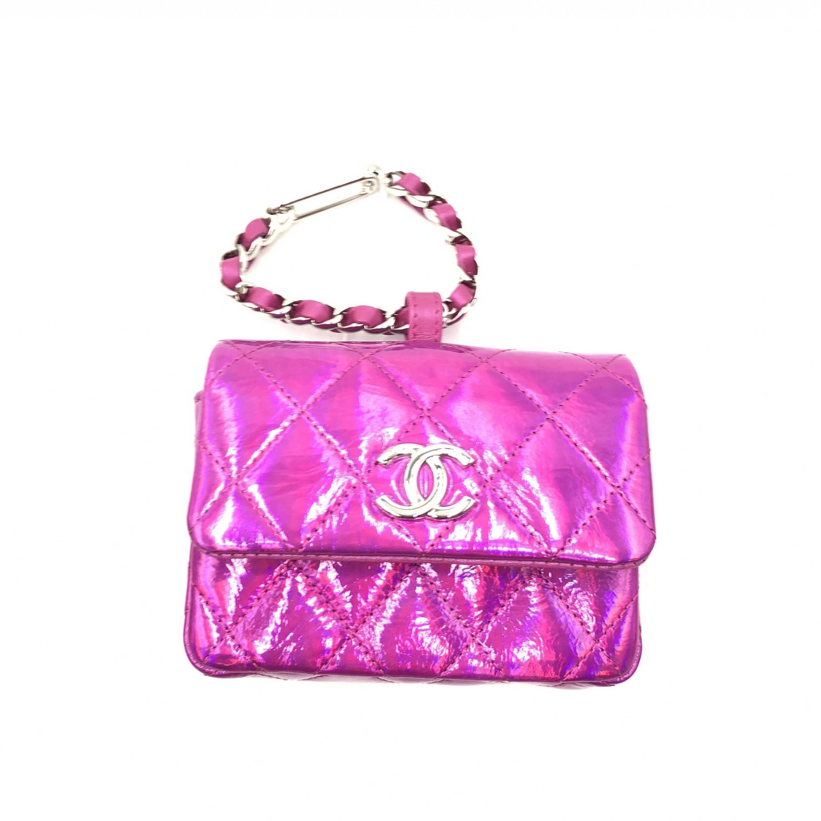 Chanel Iridescent roze Quilted leren Pouch