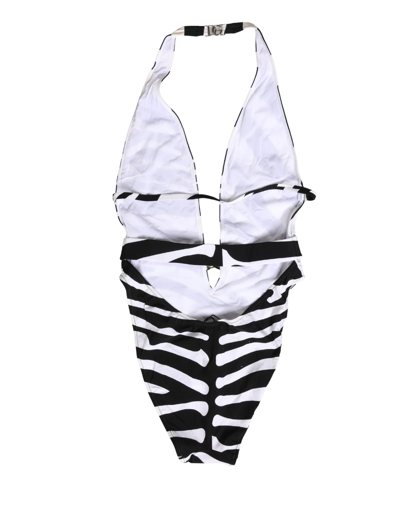 Dolce & Gabbana zwart wit Zebra Deep V-Neck One Piece Swimwear