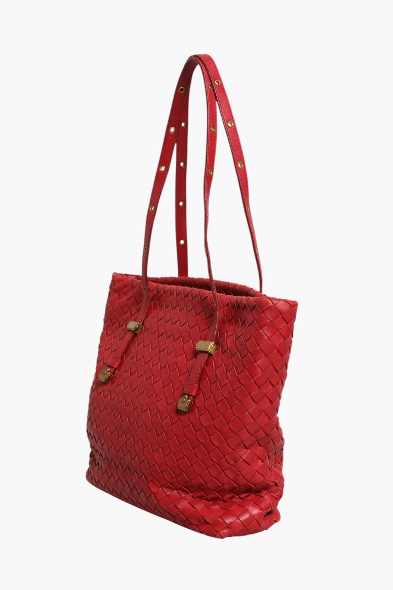 Bottega Veneta rood Intrecciato leren Tote Bag