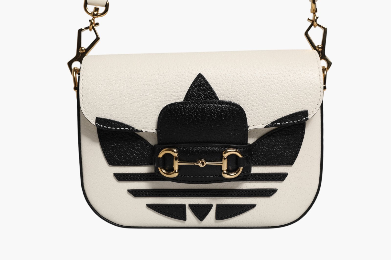 Gucci x Adidas Horsebit 1955 wit zwart kalfsleren leren schoudertas