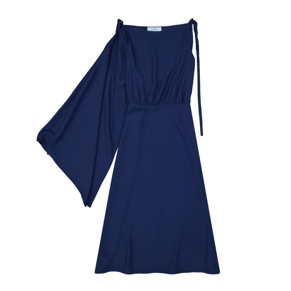 blauw acetaat casual jurk