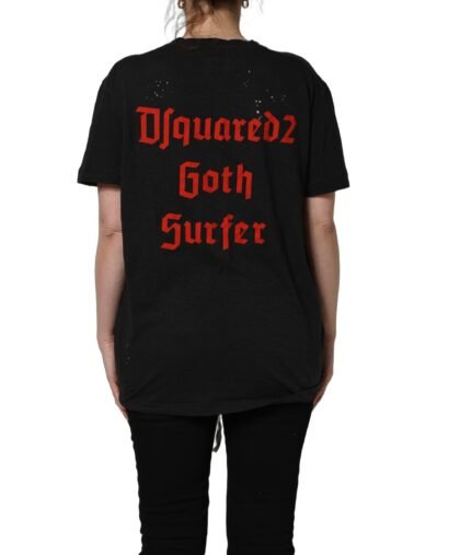 zwart Chain Embellished katoenen Short Sleeve T-shirt