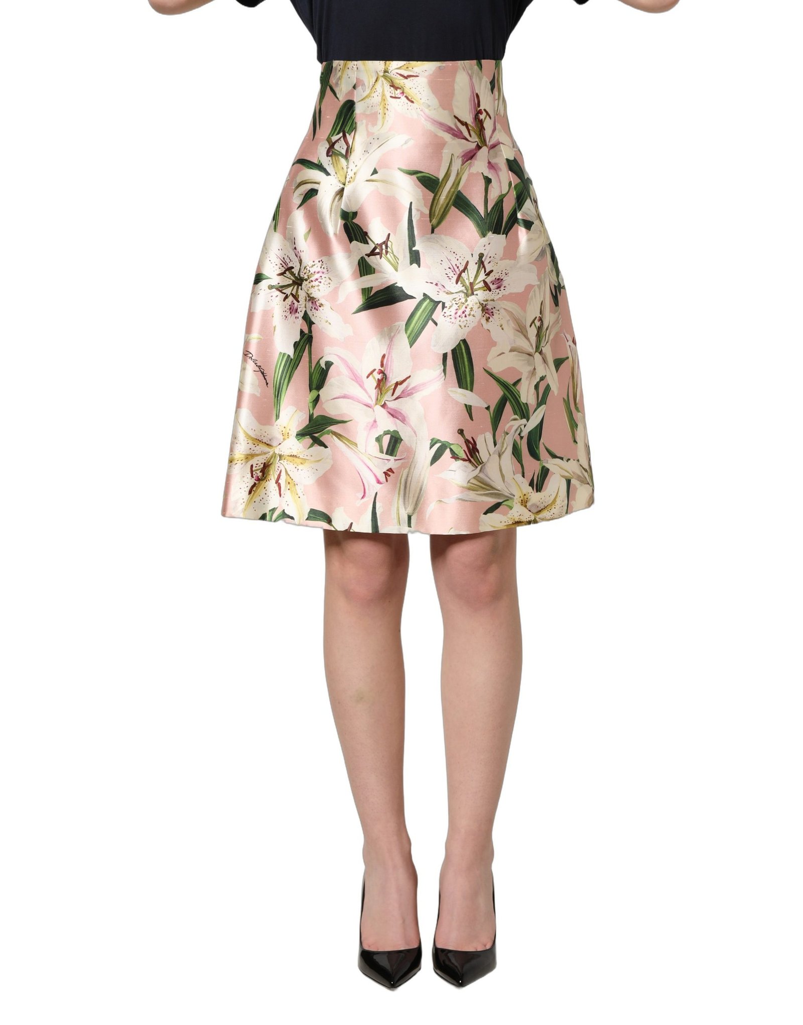 Dolce & Gabbana roze Lilium High Waist Knee Length rok