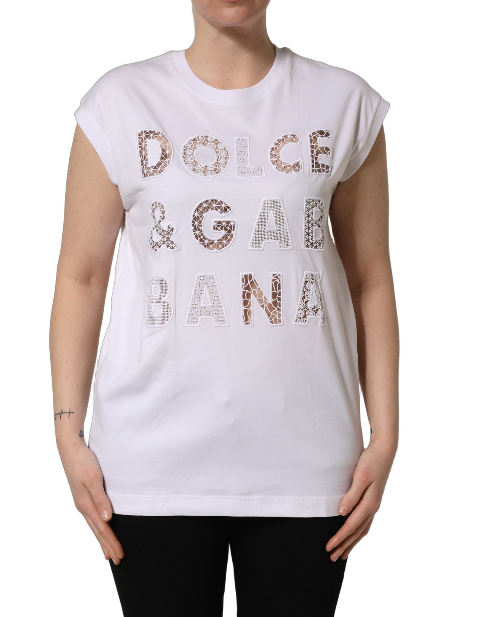 Dolce & Gabbana wit Logo Round Neck mouwloos T-shirt