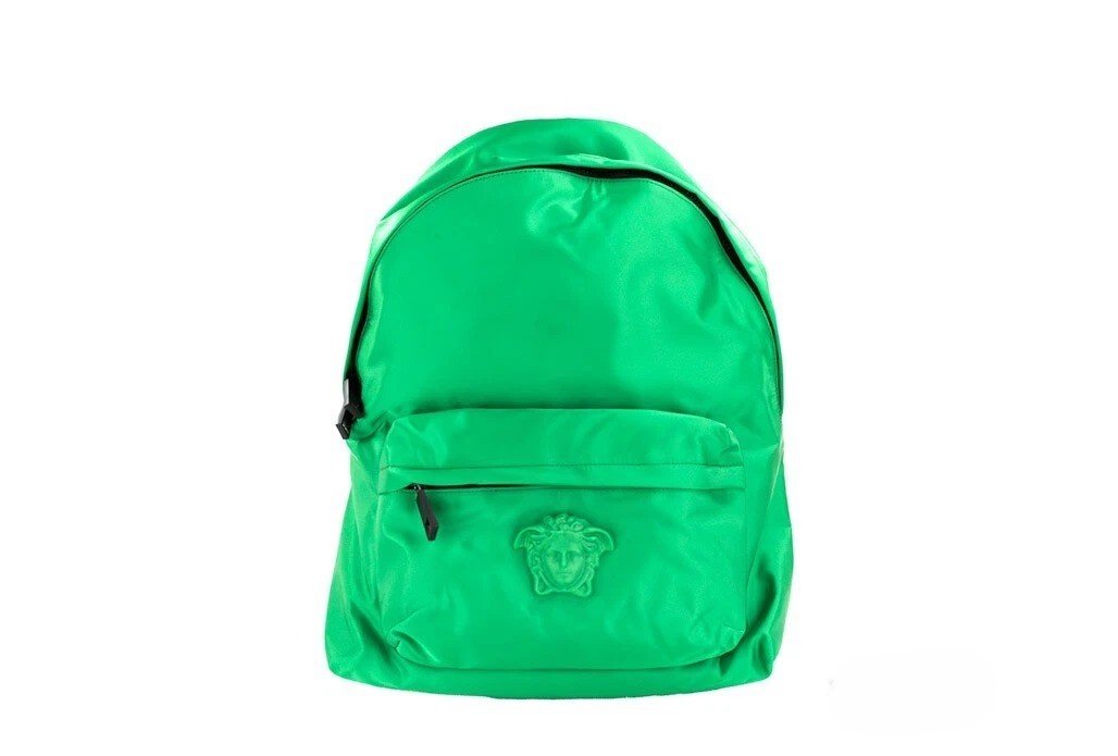 Versace Large Bright groen nylon Fabric Medusa Shoulder Backpack Bookbag