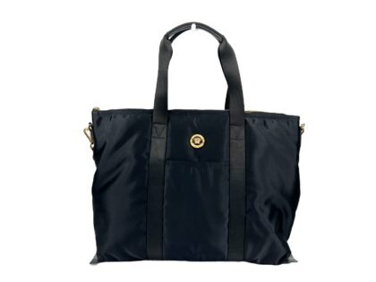 Versace zwart nylon Fabric La Medusa Shoulder Tote Bag