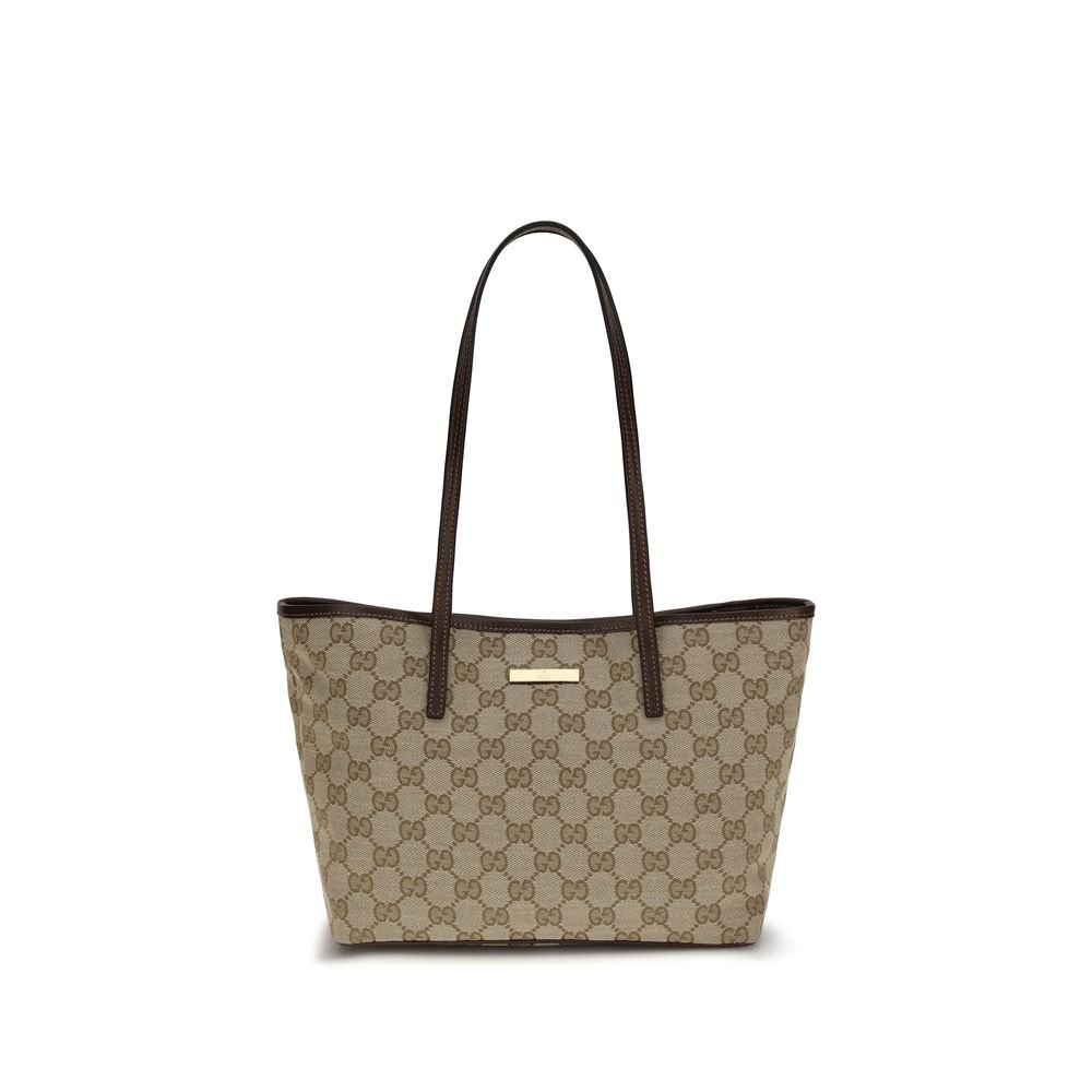 Beige polyester handtas