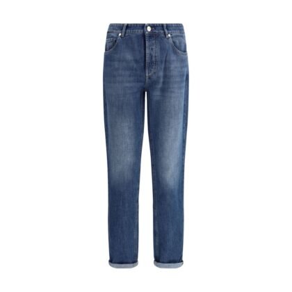 Brunello Cucinelli blauw katoenen straight-fit jeans