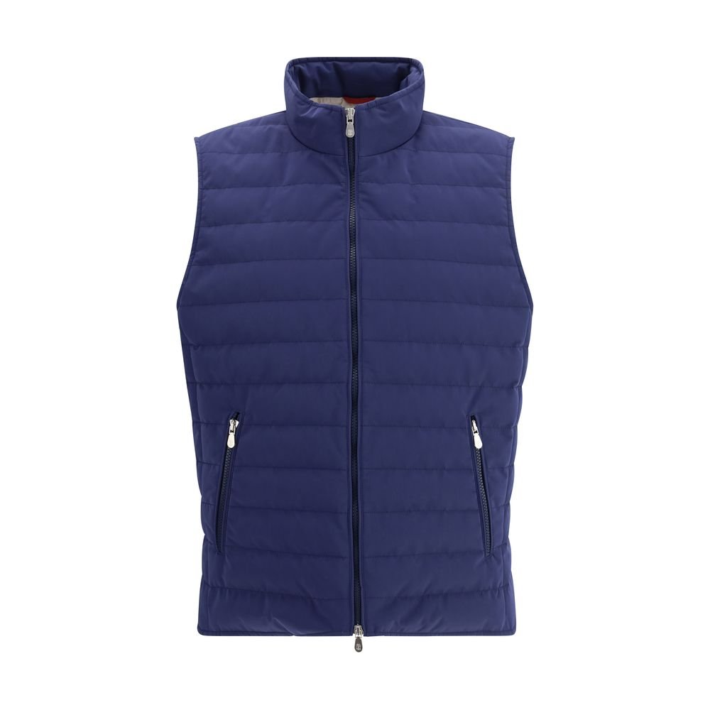 blauw polyester mouwloos jas