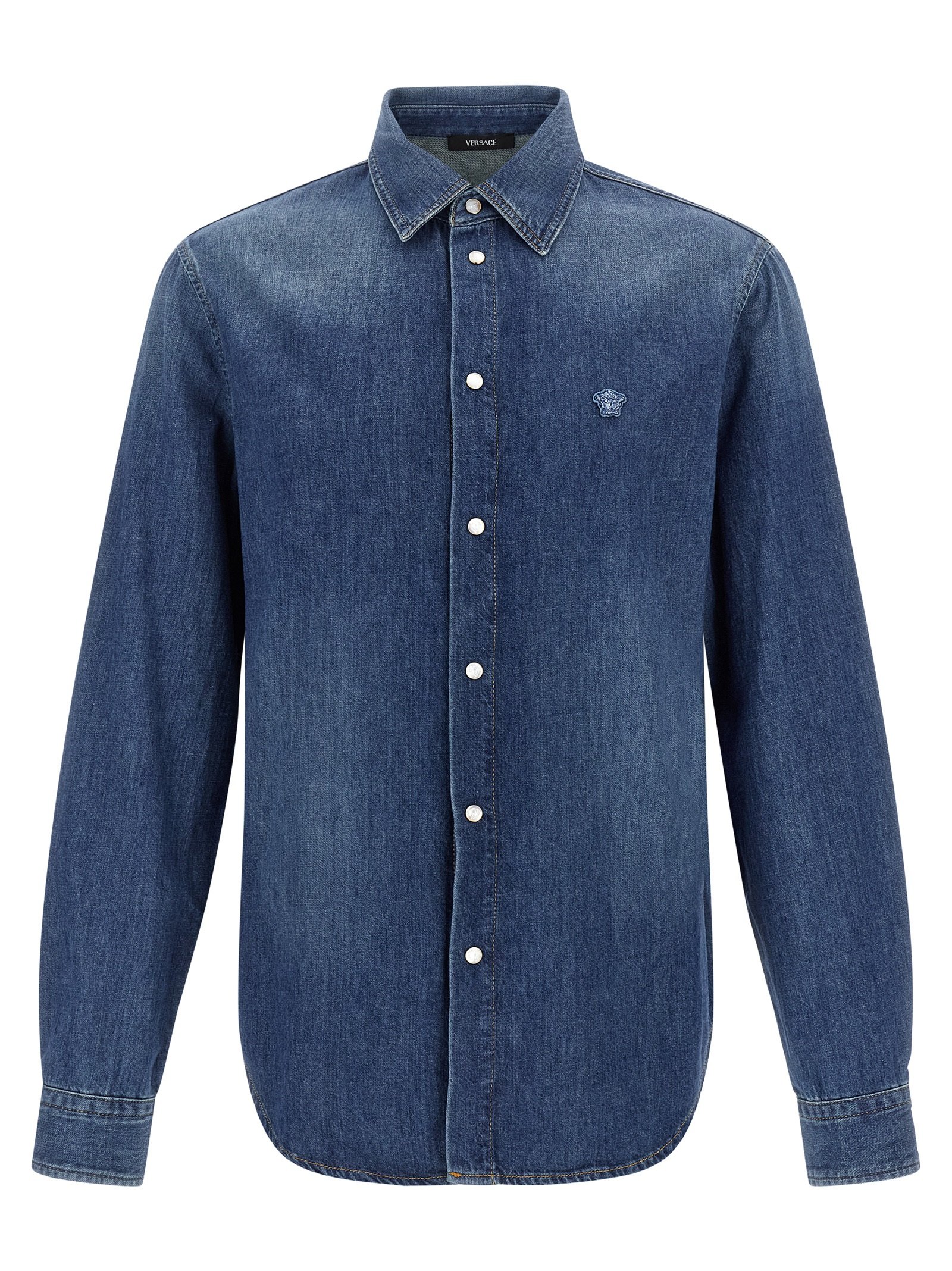 Versace blauw katoenen blouse
