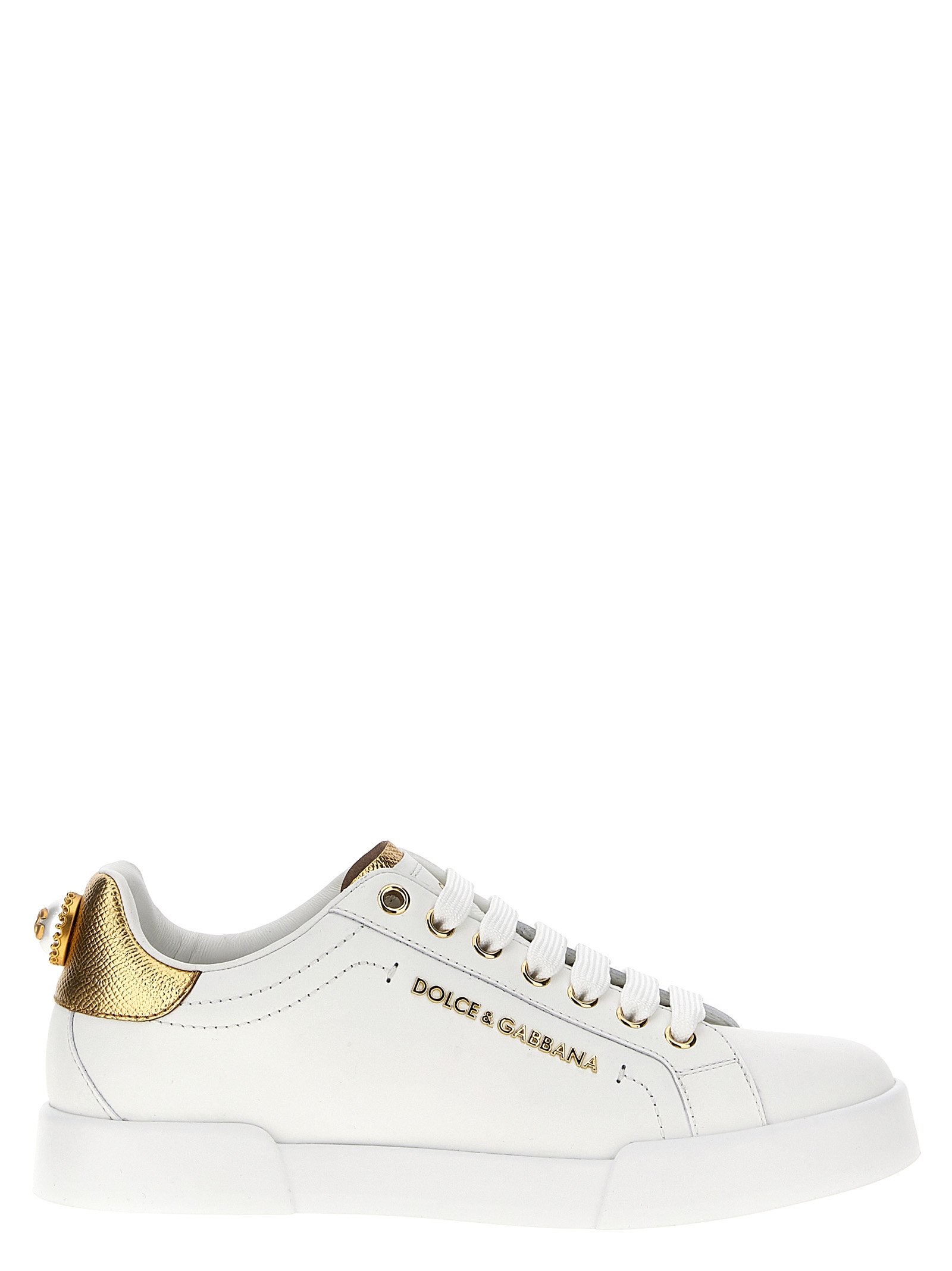 Dolce & Gabbana goudkleurig kalfsleren lage sneakers
