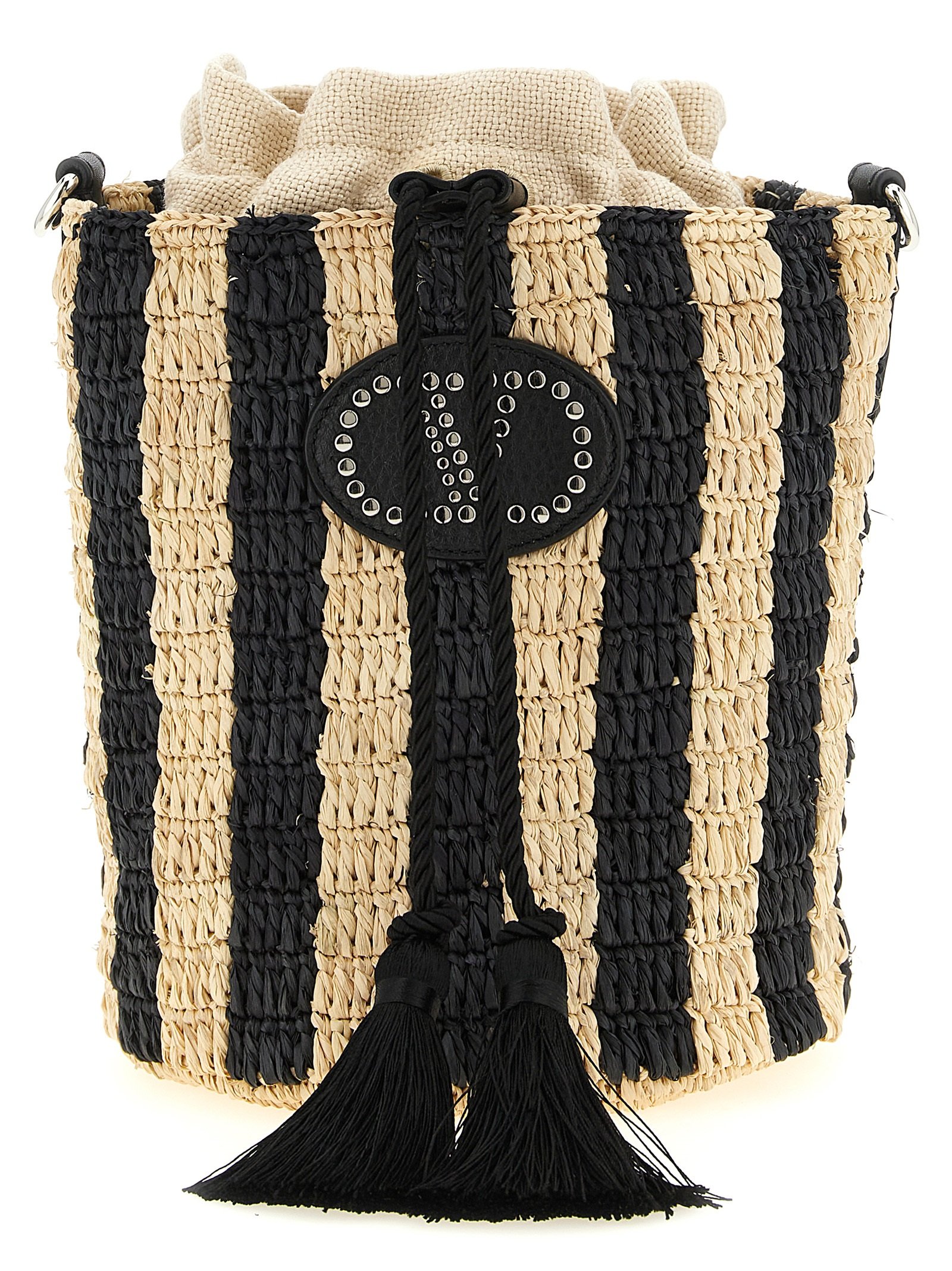 Valentino Garavani zwart Straw schoudertas