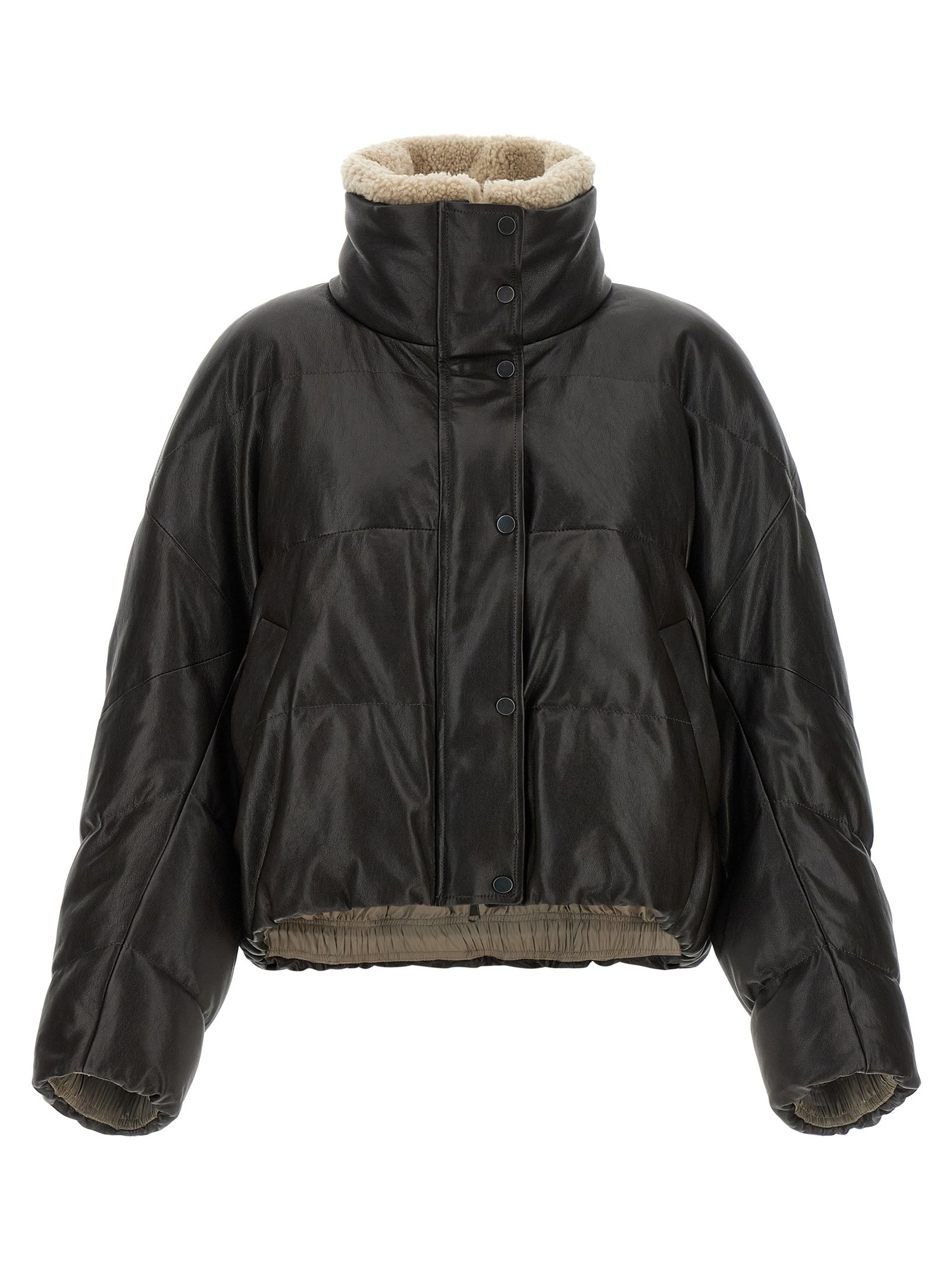 Brunello Cucinelli bruin Lamb leren leren jas