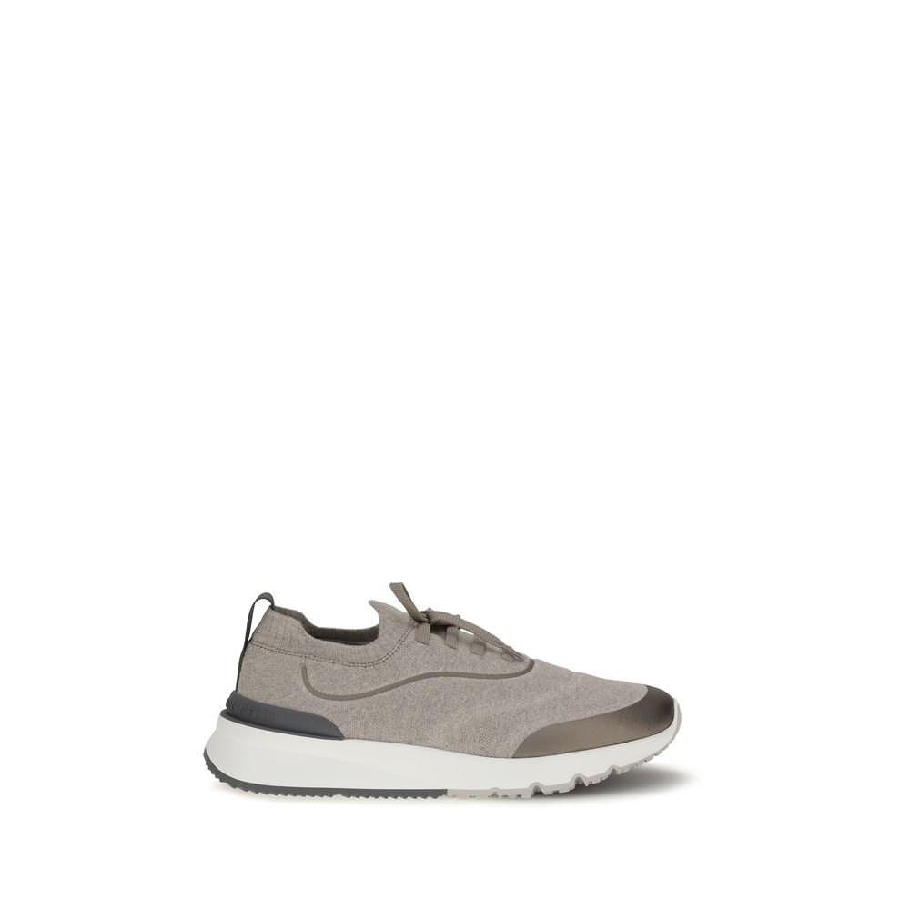 Brunello Cucinelli bruin katoenen sportsneakers