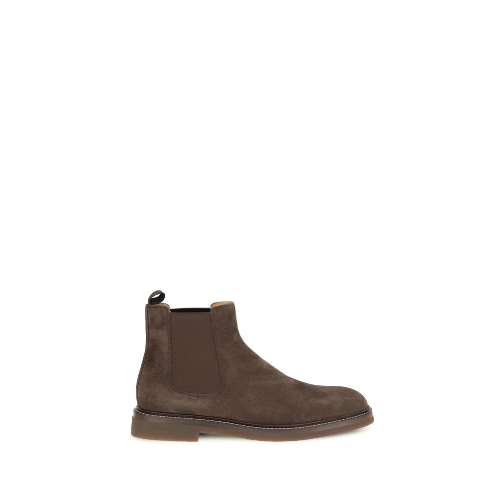 Brunello Cucinelli bruin kalfsleren Chelsea laarzen