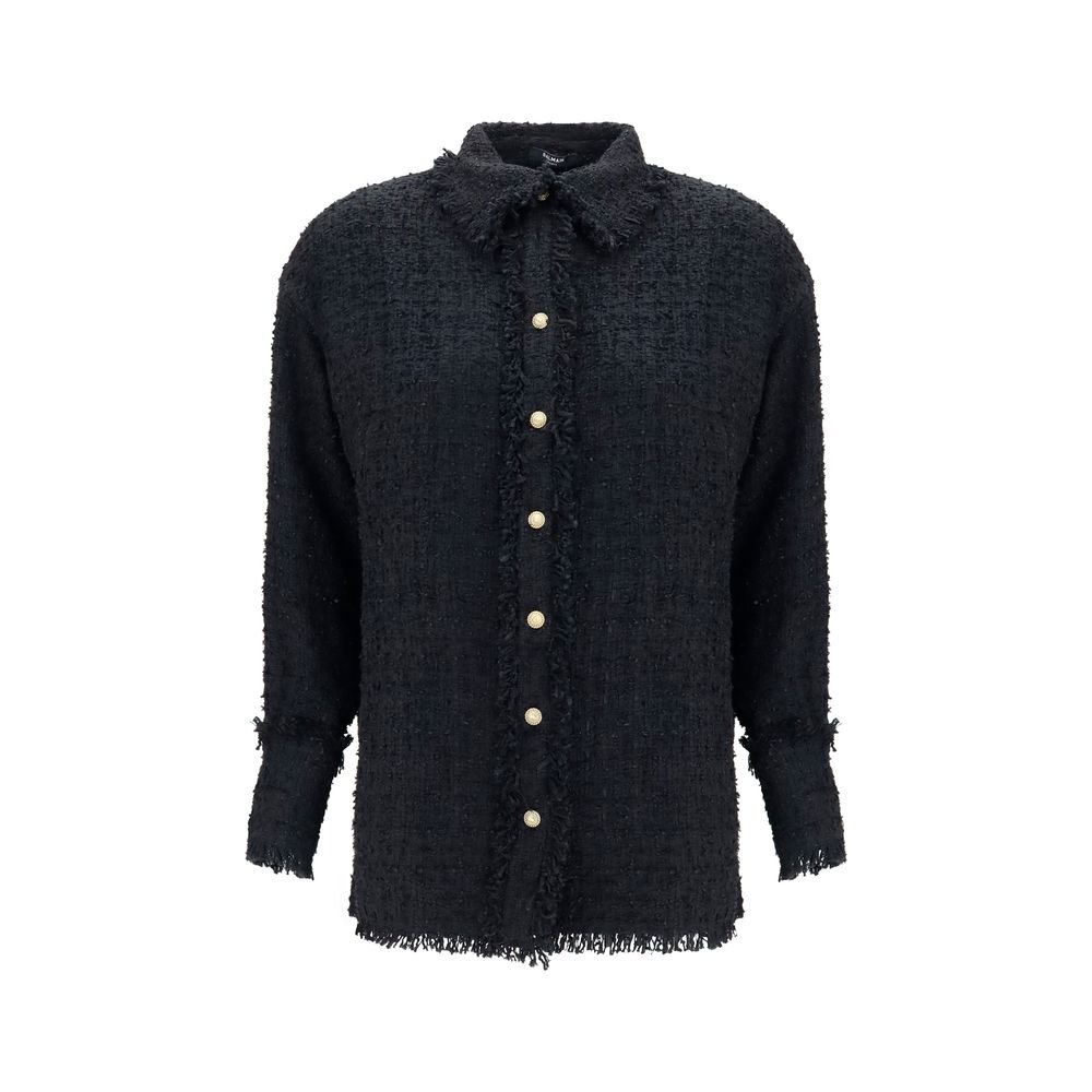 Balmain zwart polyamide dessin overhemd