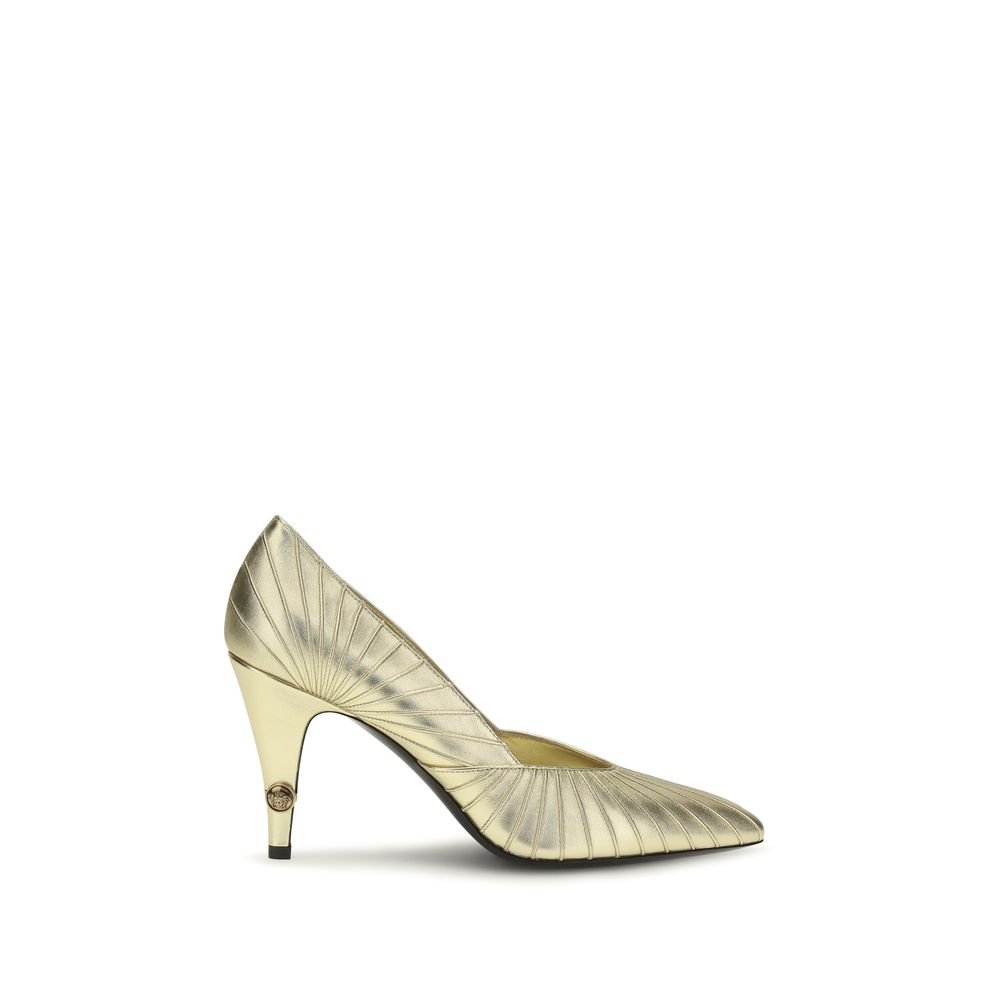 Versace goudkleurig kalfsleren hoge hak pumps