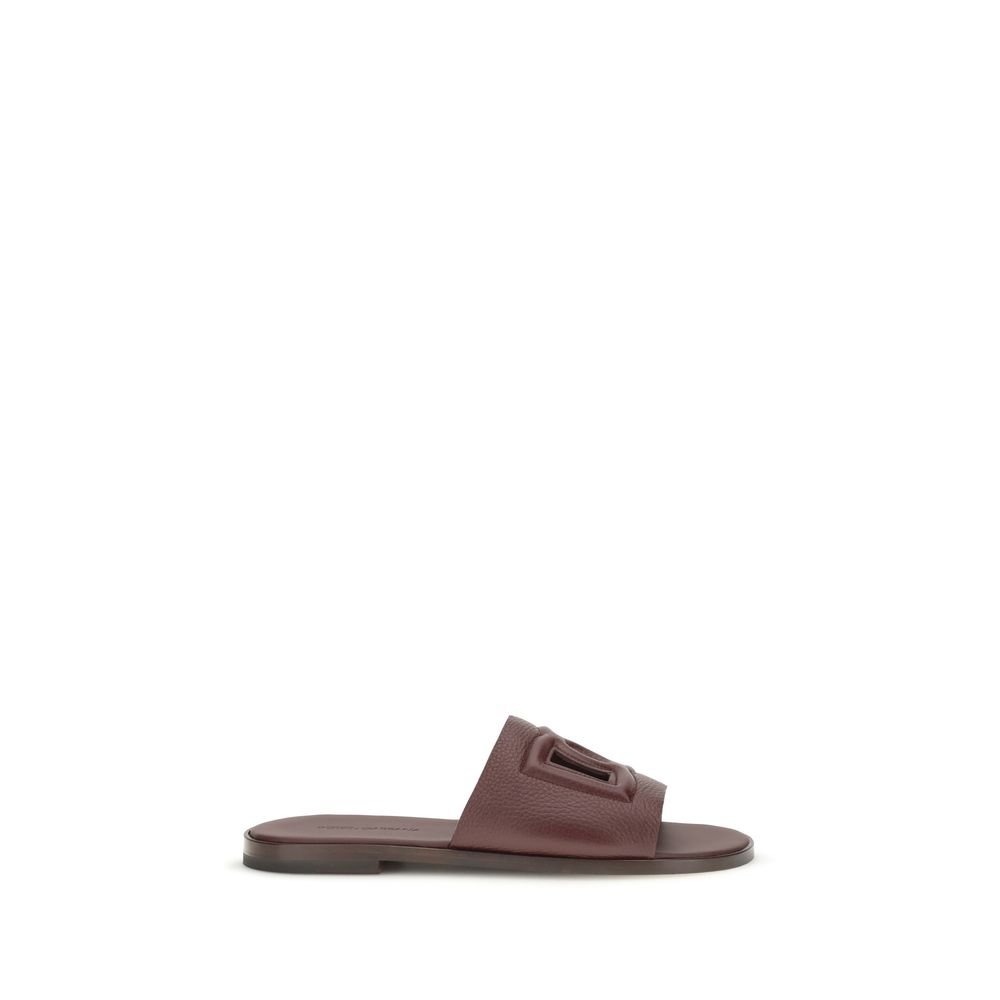 Dolce & Gabbana bruin kalfsleren platte sandalen