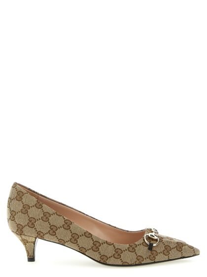 Gucci Beige polyester middelhoge hak pumps