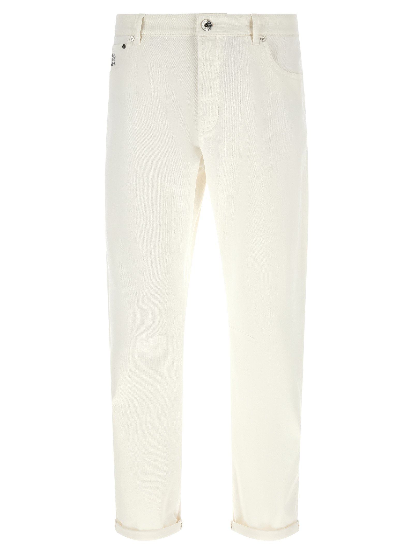 Brunello Cucinelli wit katoenen Cropped jeans