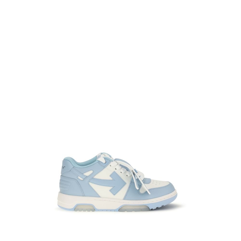 Off-wit blauw kalfsleren sneakers