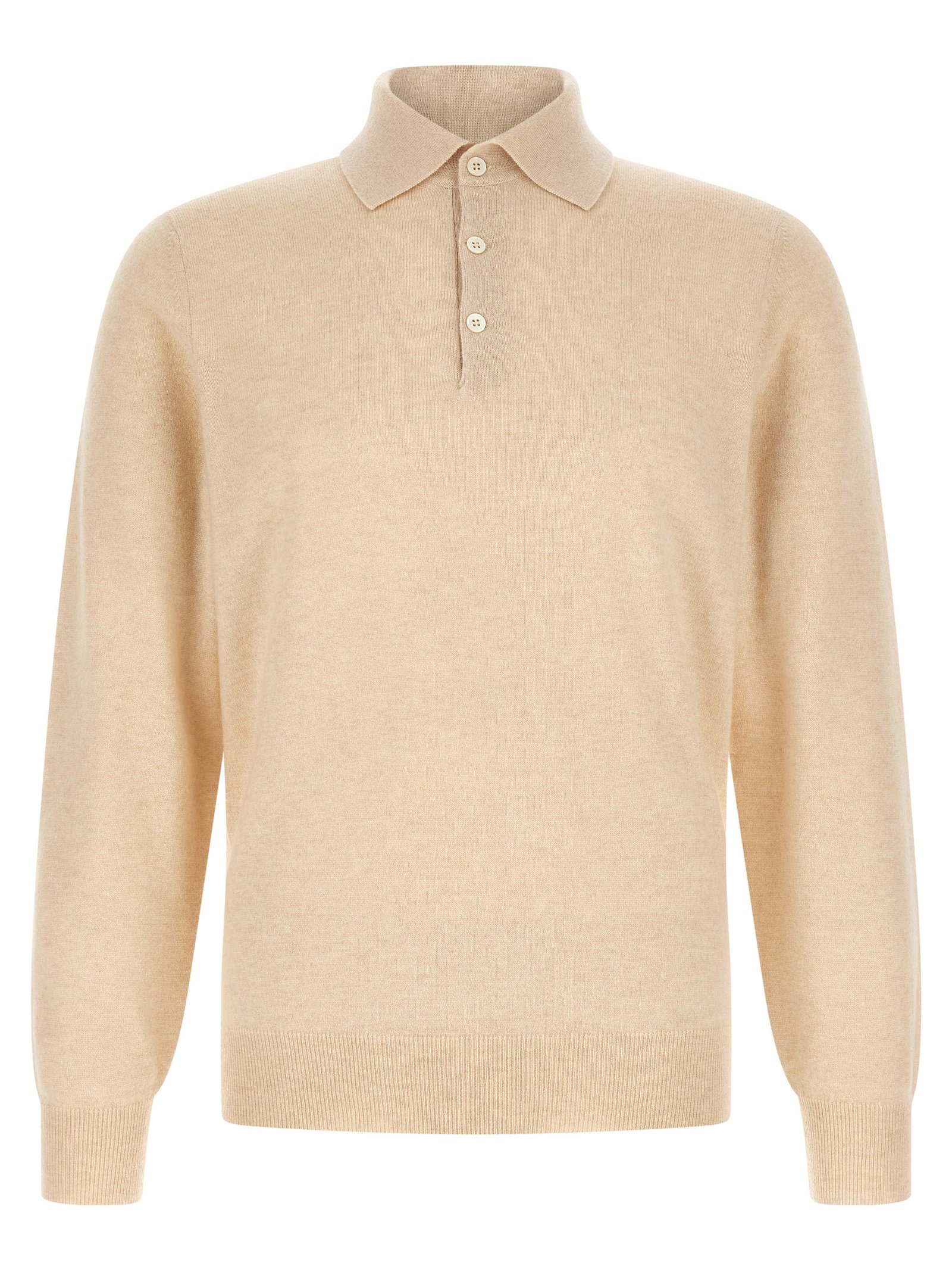 Brunello Cucinelli Beige kasjmieren poloshirt