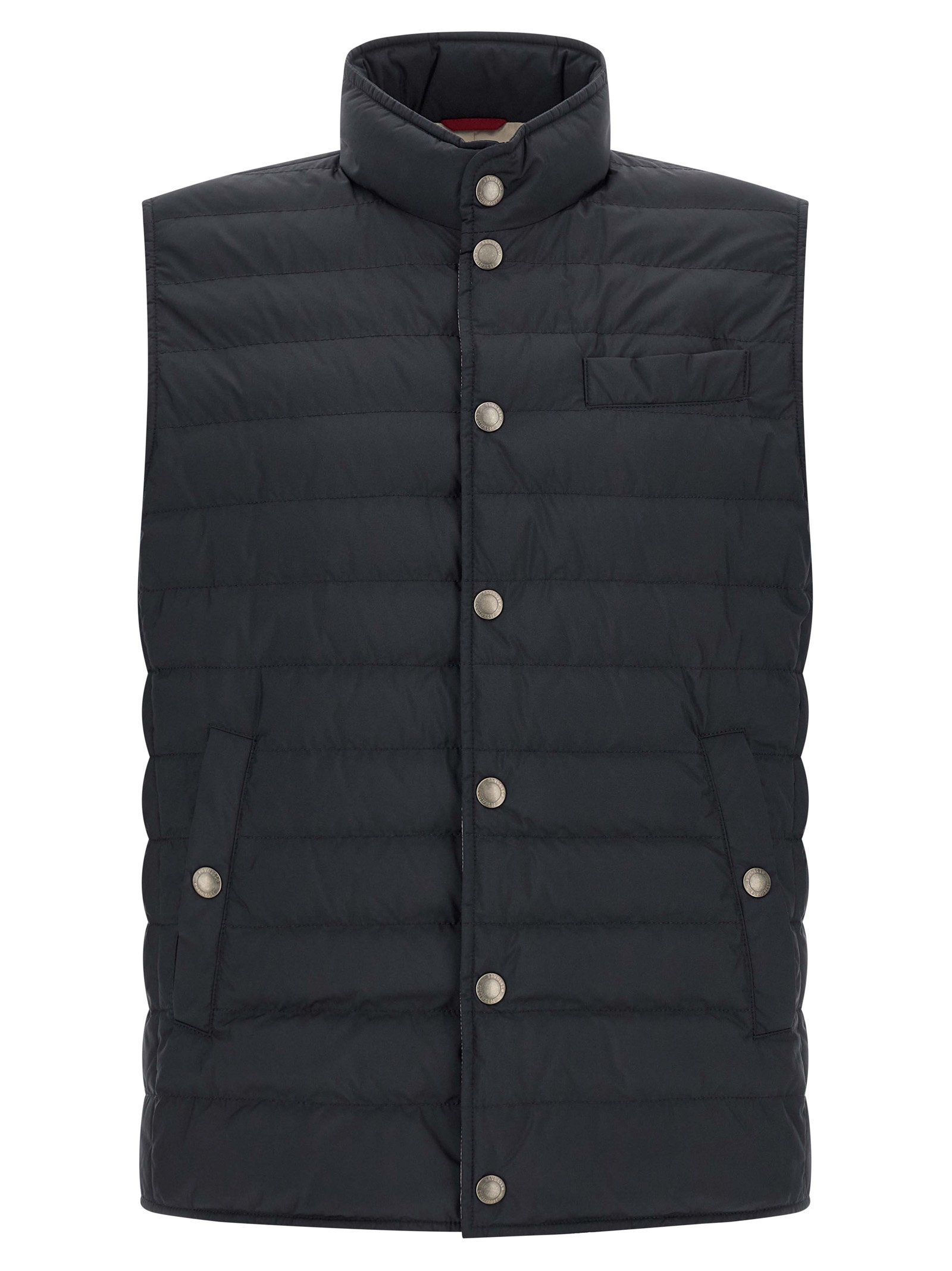 Brunello Cucinelli blauw polyester mouwloos jas