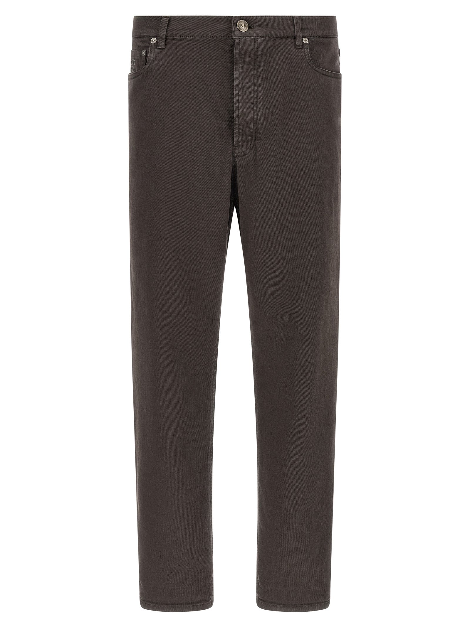Brunello Cucinelli bruin katoenen straight-fit jeans
