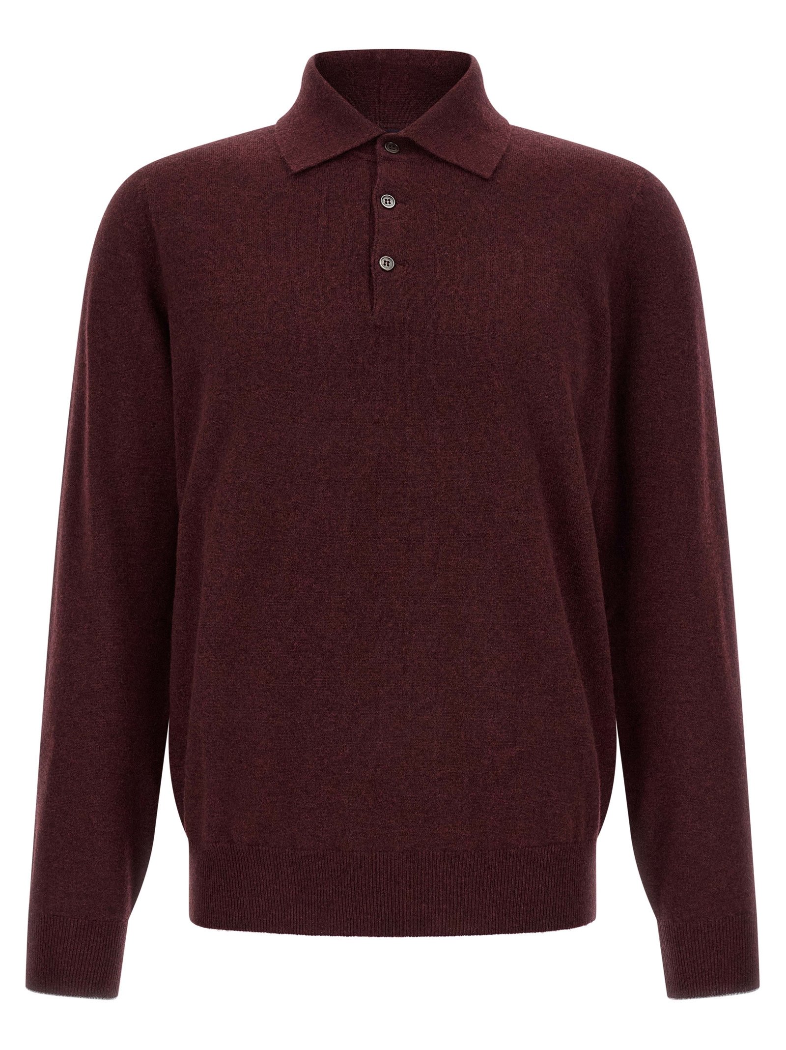 Brunello Cucinelli bordeauxrood kasjmieren poloshirt