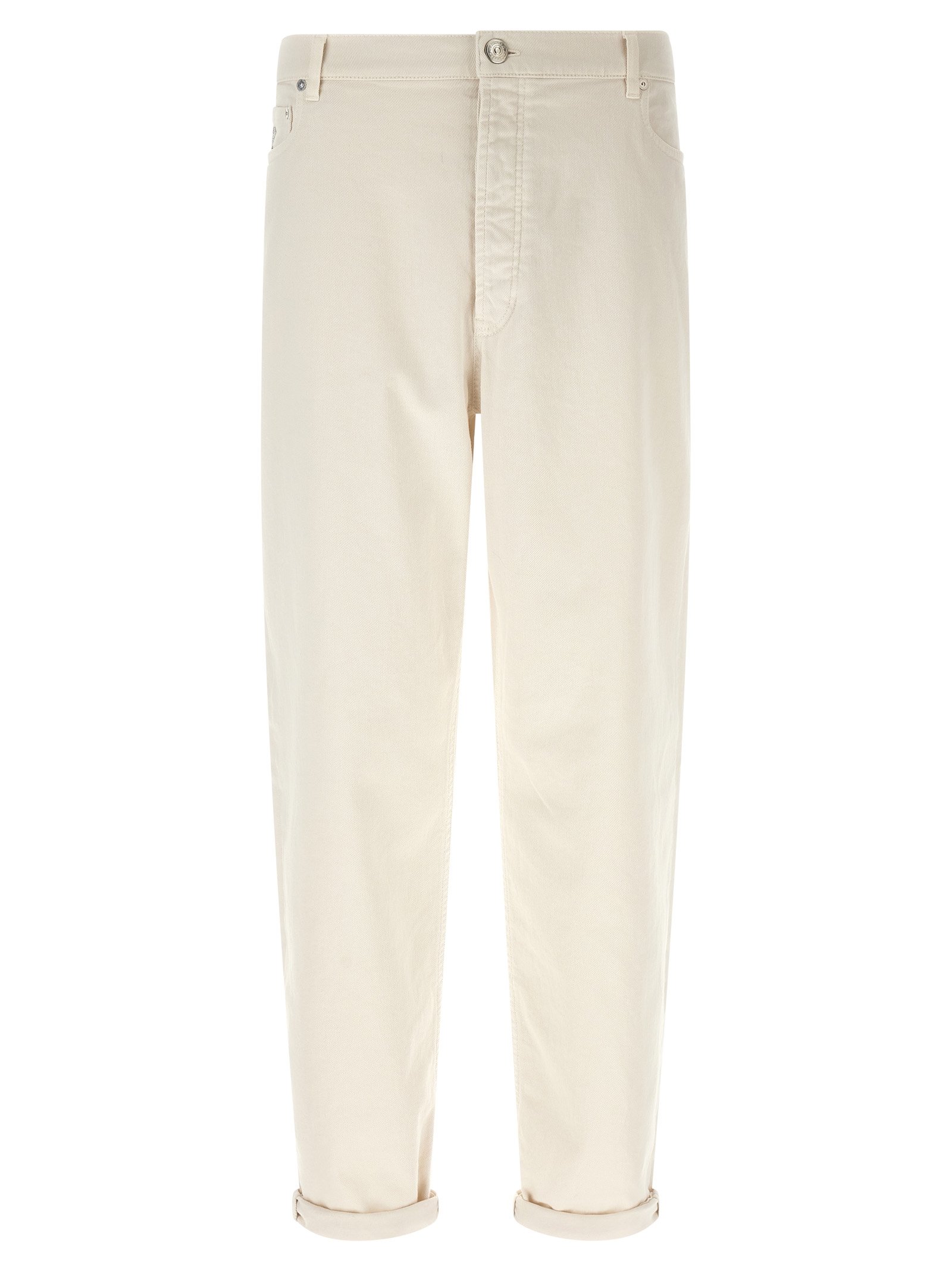 Brunello Cucinelli wit katoenen Relaxed Fit jeans