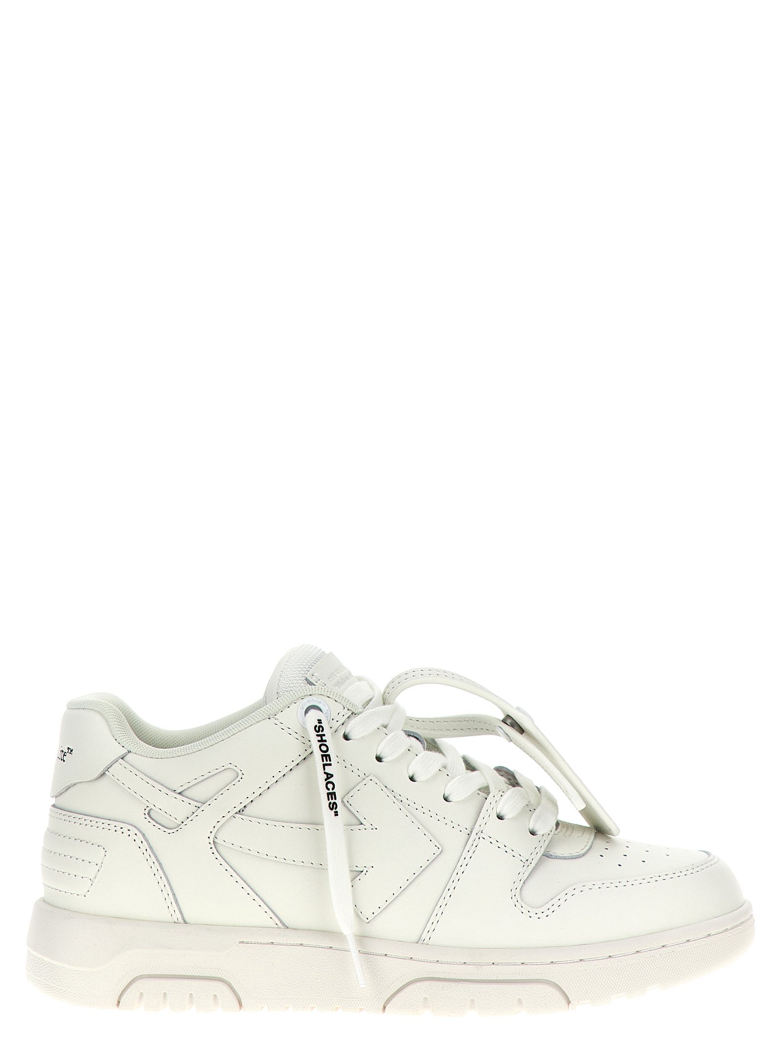 Off-wit wit kalfsleren lage sneakers