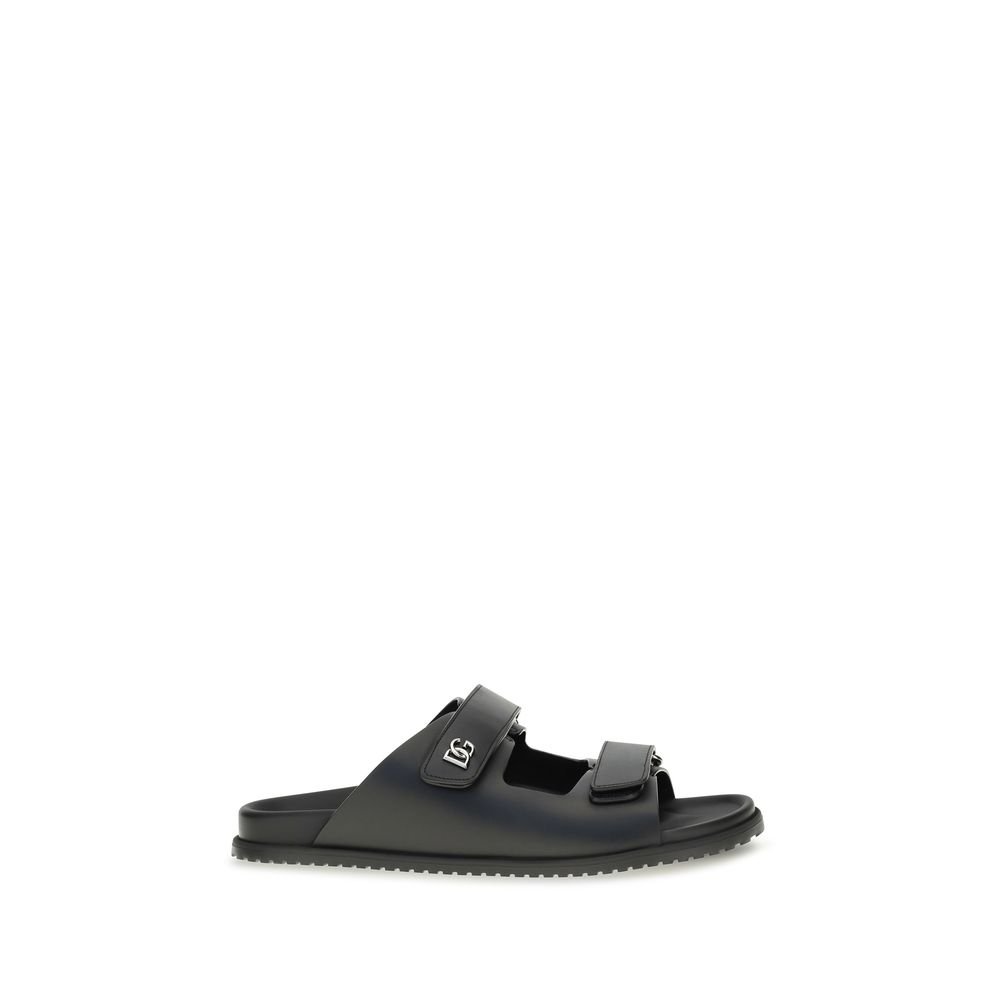 Dolce & Gabbana zwart kalfsleren platte sandalen