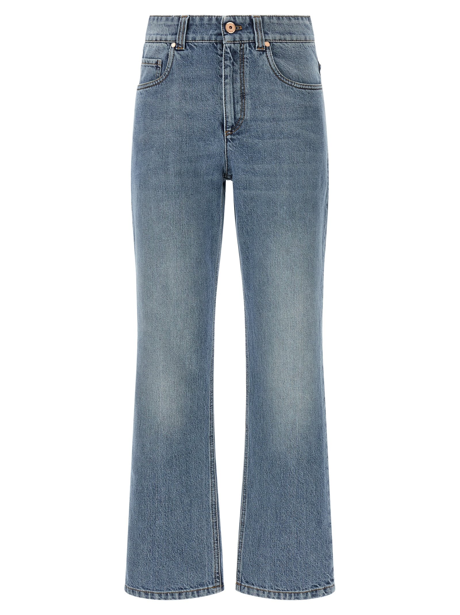 Brunello Cucinelli blauw katoenen Relaxed Fit jeans