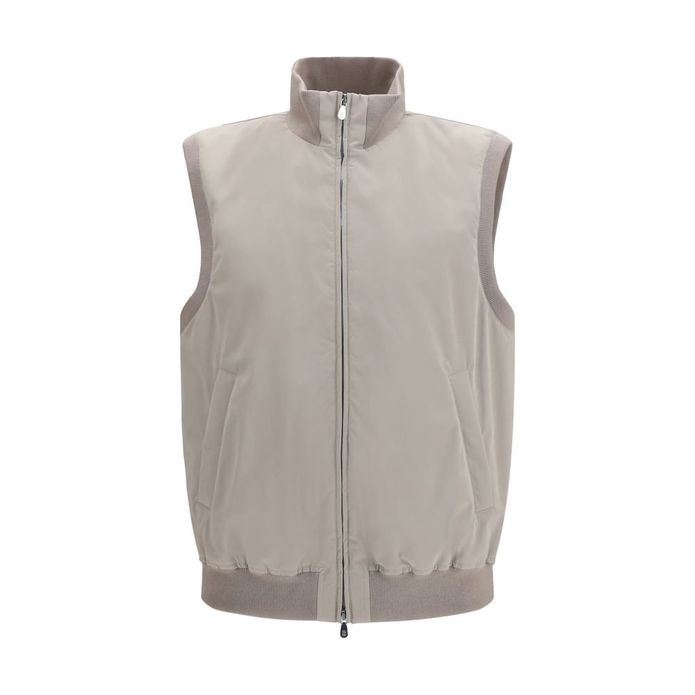 Brunello Cucinelli grijs polyester mouwloos jas