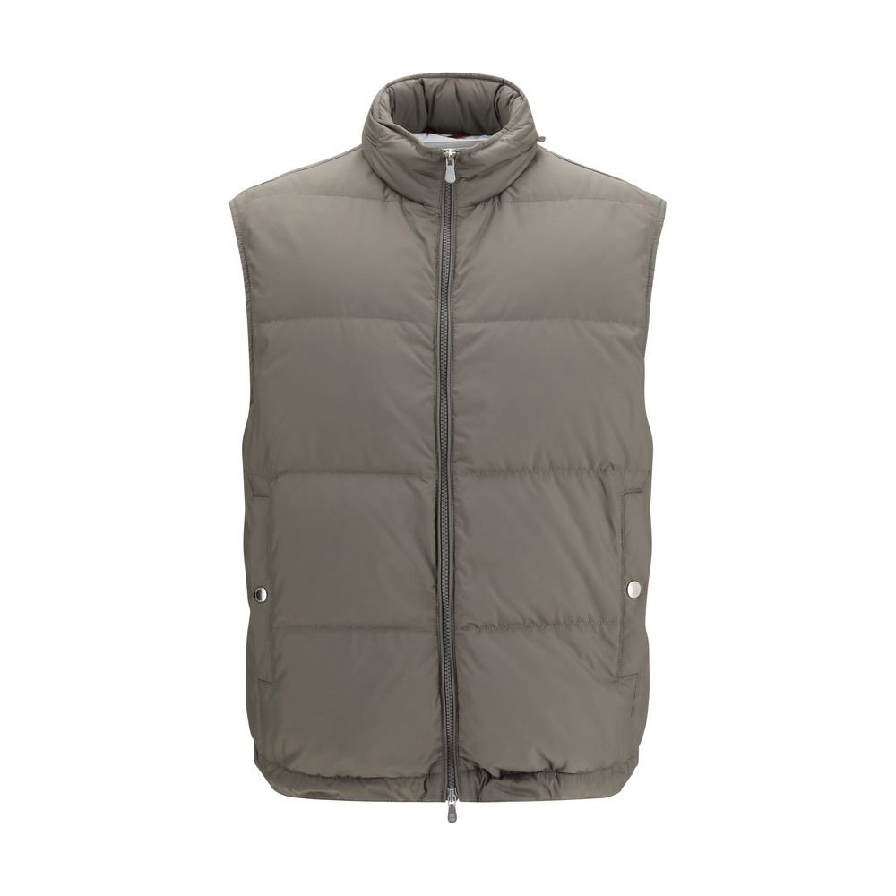 Brunello Cucinelli grijs polyester mouwloos jas