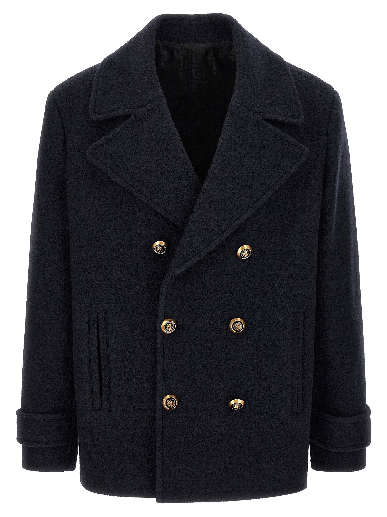 Balmain blauw Virgin wollen mantel