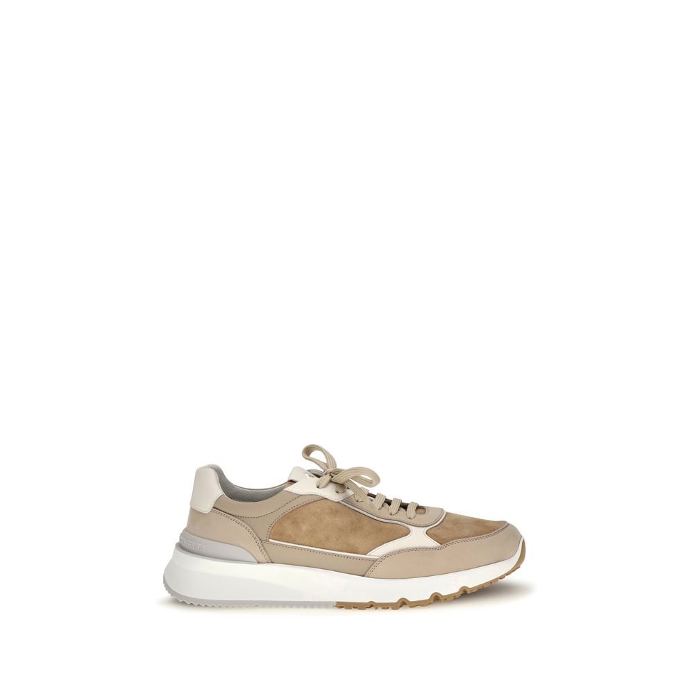Brunello Cucinelli Beige kalfsleren lage sneakers