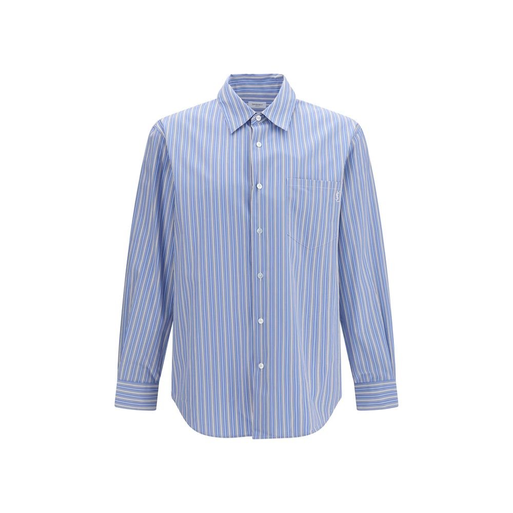 Saint Laurent blauw katoenen dessin overhemd