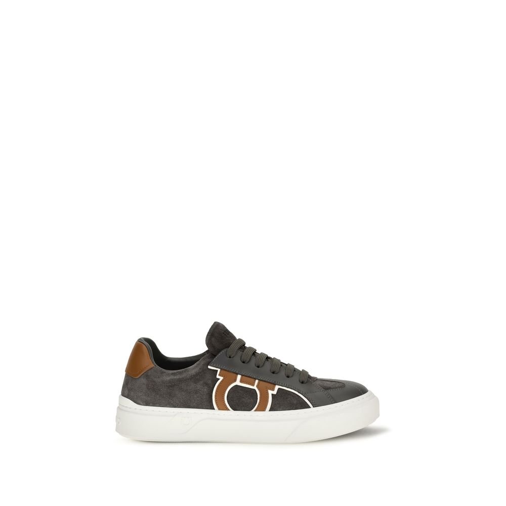 Ferragamo grijs suède leren lage sneakers