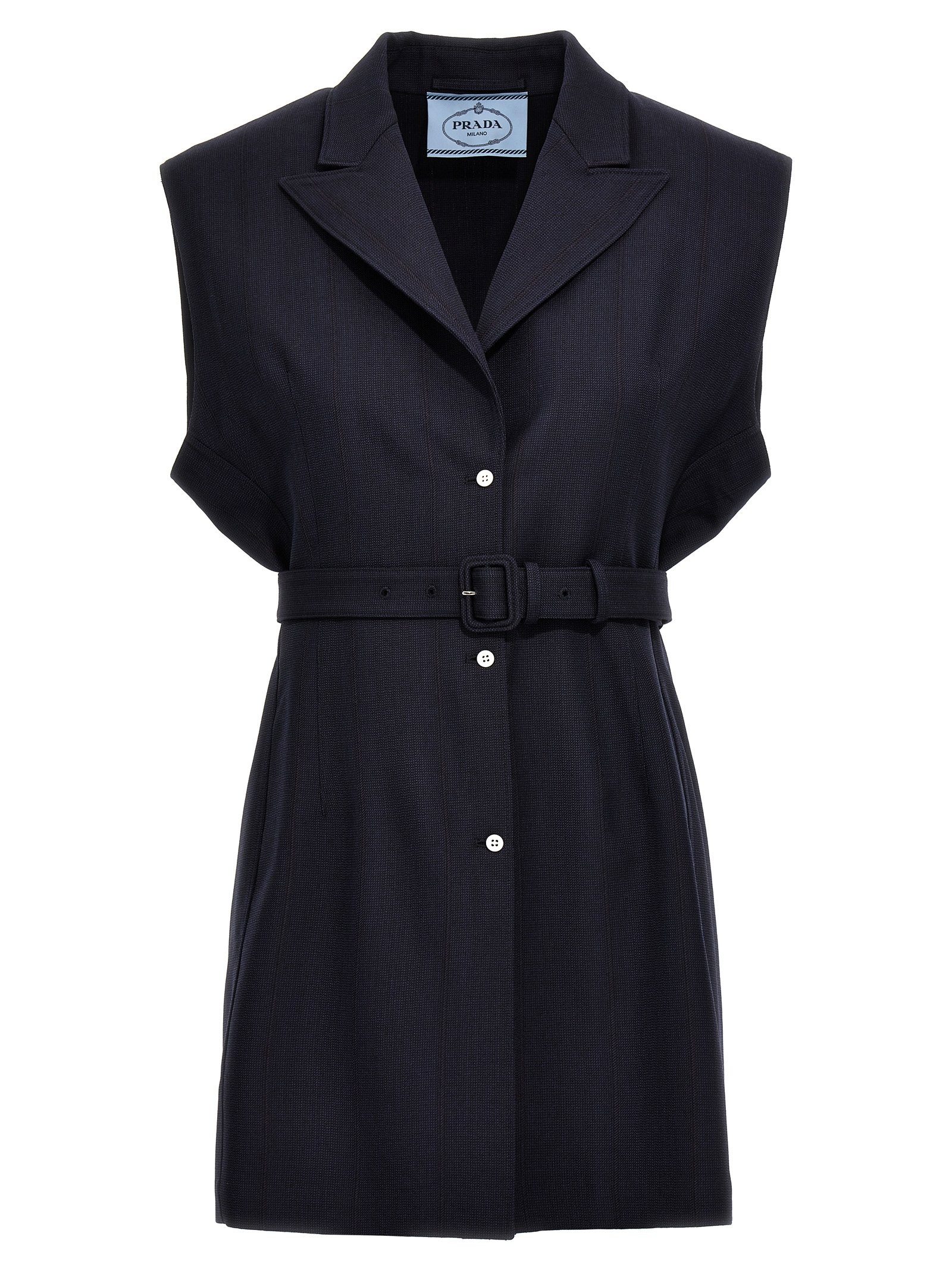 Prada blauw Virgin wollen mouwloos jas