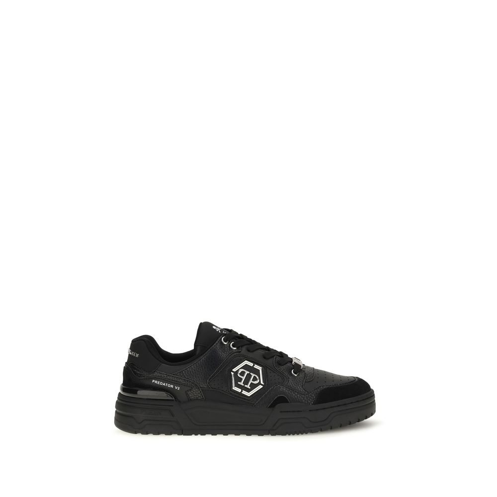 Philipp Plein zwart polyester lage sneakers